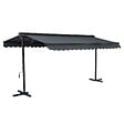 OVIALA - Store double pente avec coffre 3 x 4 m en aluminium gris anthracite  - Delgada - vignette