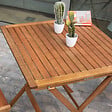 OVIALA - Table bistrot pliante carrée en bois d'eucalyptus - Sete - vignette
