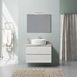 KIAMAMI VALENTINA - Meuble-Lavabo Suspendu 80Cm Chêne Blanc Et Beton, Meuble Lavabo | Elba - vignette