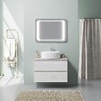 KIAMAMI VALENTINA - Meuble Sous-Vasque Suspendu 80 Cm Chêne Blanc Et Miroir 80X60 Led | Elba - vignette