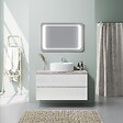 KIAMAMI VALENTINA - Armoire De Toilette Murale 100Cm Chêne Et Beton, Vasque À Poser, Miroir À Led | Elba - vignette