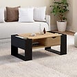 ID MARKET - Table basse rectangulaire BERYL avec tiroir bois noir et façon hêtre - vignette