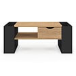 ID MARKET - Table basse rectangulaire BERYL avec tiroir bois noir et façon hêtre - vignette