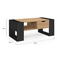 ID MARKET - Table basse rectangulaire BERYL avec tiroir bois noir et façon hêtre - vignette