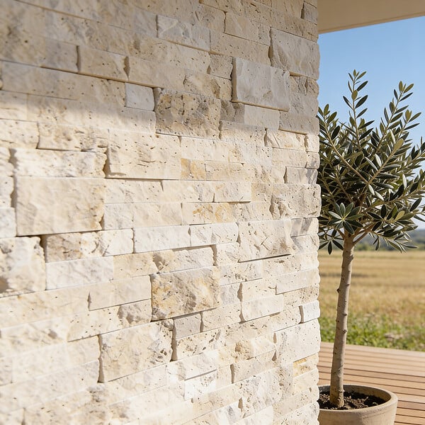 LITHOS - Parement travertin beige 1er choix 0,495m2 - large