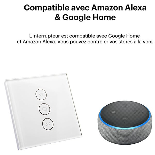 DAEWOO - Pack de 3 interrupteurs pour volet roulant WiFi connectés encastrables - large