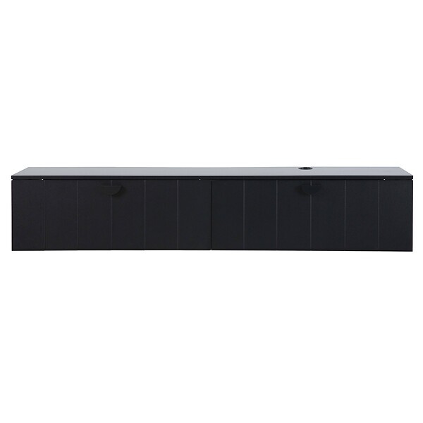 OVIALA - Meuble TV suspendu 160 cm moderne noir - Holly - large