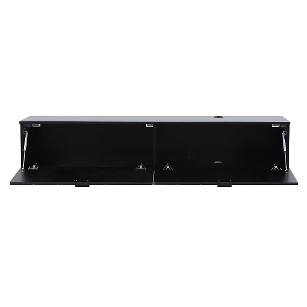 OVIALA - Meuble TV suspendu 160 cm moderne noir - Holly - large
