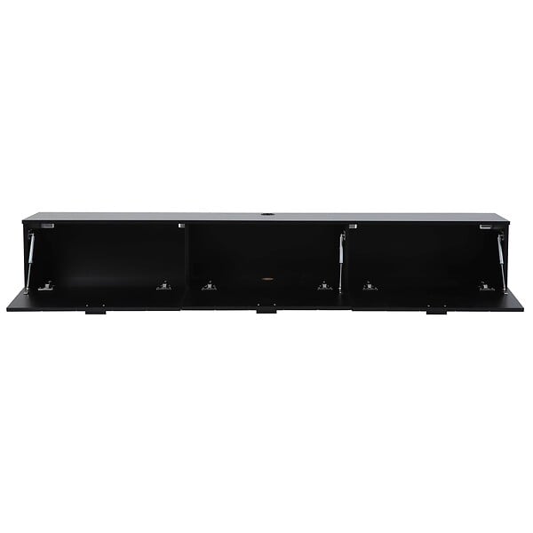 OVIALA - Meuble TV suspendu 200 cm moderne noir - Holly - large