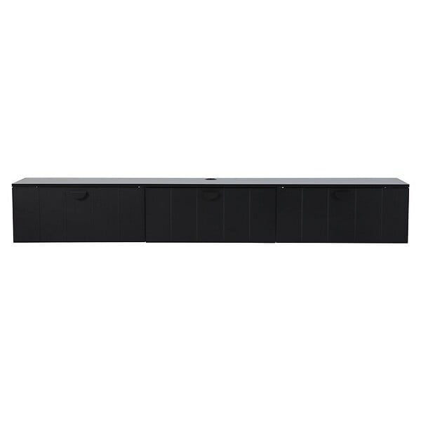 OVIALA - Meuble TV suspendu 200 cm moderne noir - Holly - large