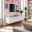 OVIALA - Meuble TV suspendu 160 cm moderne blanc - Holly - vignette