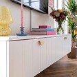 OVIALA - Meuble TV suspendu 160 cm moderne blanc - Holly - vignette