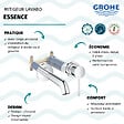 GROHE - Mitigeur lavabo mural Essence Taille M chromé avec corps encastré - vignette