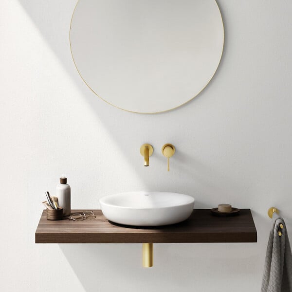 GROHE - Mitigeur mural lavabo Essence Taille L cool sunrise brossé avec corps encastré - large
