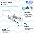 GROHE - Mitigeur mural lavabo Essence Taille L chromé avec corps encastré - vignette