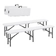 KZ GARDEN - Lot de 2 Bancs de Jardin Pliables Blancs 180 x 28 x 43.5H cm Banc Exterieur Interieur Camping Réception KZ GARDEN - vignette