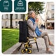 VOUNOT - Chariot de courses pliable avec siege Jaune - vignette