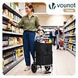 VOUNOT - Chariot de course pliable aluminium 2 roues noir - vignette