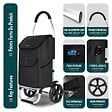 VOUNOT - Chariot de course pliable aluminium 2 roues noir - vignette