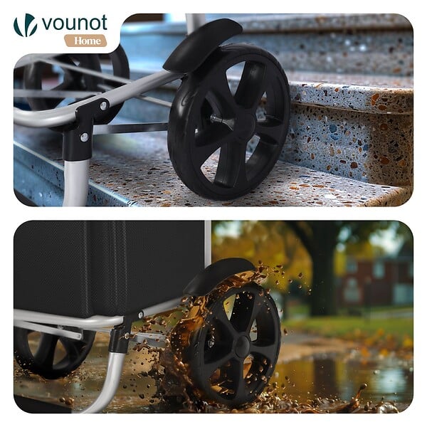 VOUNOT - Chariot de course pliable aluminium 2 roues noir - large