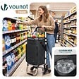 VOUNOT - Chariot de course pliable monte escalier aluminium avec crochets noir - vignette