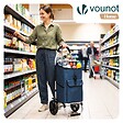 VOUNOT - Chariot de course pliable aluminium 2 roues bleu marine - vignette