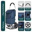 VOUNOT - Chariot de course pliable aluminium 2 roues bleu marine - vignette