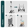 VOUNOT - Chariot de courses pliable monte escalier aluminium gris - vignette