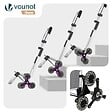 VOUNOT - Chariot de course pliable monte escalier aluminium avec crochets gris - vignette