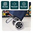 VOUNOT - Chariot de courses 2 roues pliable 59L bleu marine - vignette
