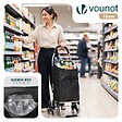 VOUNOT - Chariot de course pliable monte escalier aluminium avec crochets noir - vignette