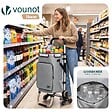 VOUNOT - Chariot de course pliable monte escalier aluminium avec crochets gris - vignette