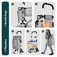 VOUNOT - Chariot de course pliable monte escalier aluminium avec crochets gris - vignette