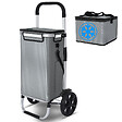 VOUNOT - Chariot de course pliable aluminium 2 roues avec sac isotherme gris - vignette