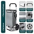 VOUNOT - Chariot de course pliable aluminium 2 roues avec sac isotherme gris - vignette