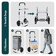 VOUNOT - Chariot de course pliable aluminium 2 roues avec sac isotherme gris - vignette