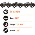 GT GARDEN - Guide 20 pouces (50 cm) avec chaîne 76 maillons pour tronçonneuse - vignette
