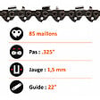 GT GARDEN - Guide 22 pouces (55 cm) avec chaîne 85 maillons pour tronçonneuse - vignette