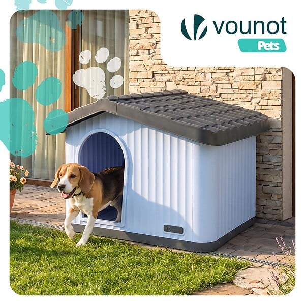 VOUNOT - Maison pour chat chien plastique interieur exterieur 75x63x51cm Blanc - large