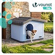 VOUNOT - Maison pour chat chien plastique interieur exterieur 60x51x41cm Blanc - vignette