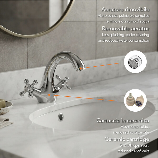 KIAMAMI VALENTINA - Robinet À Deux Poignées Pour Lavabo Classique | Narciso - large