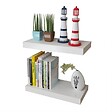VIDAXL - vidaXL 2 Etagères murales suspendues MDF Blanc Stockage rangement DVD/Livres - vignette