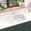 VIDAXL - vidaXL Évier de cuisine Granit Seul lavabo Ovale Blanc - vignette