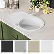 VIDAXL - vidaXL Évier de cuisine Granit Seul lavabo Ovale Blanc - vignette