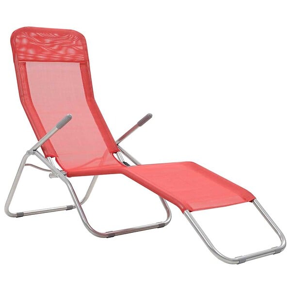 VIDAXL - vidaXL Chaises longues pliables lot de 2 Textilène Rouge - large