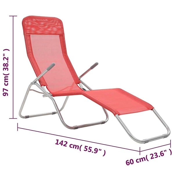 VIDAXL - vidaXL Chaises longues pliables lot de 2 Textilène Rouge - large