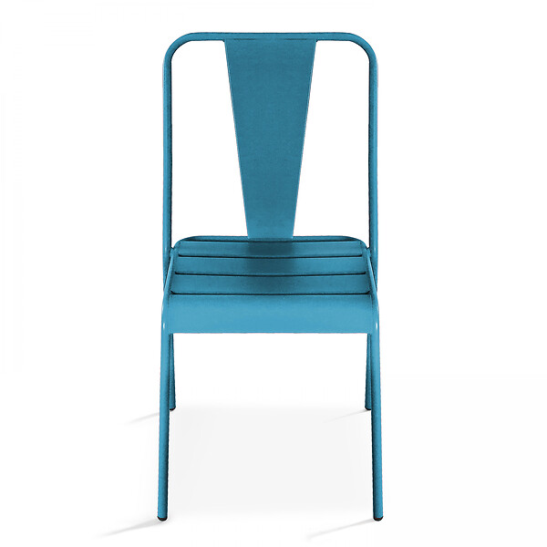 OVIALA - Chaise de jardin en métal bleu pacific - Dieppe - large