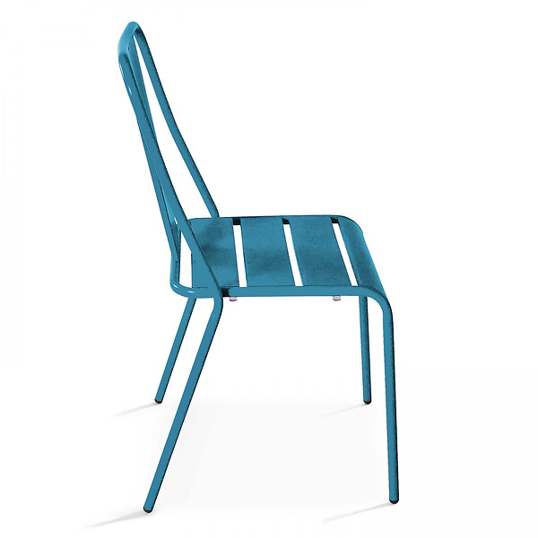 OVIALA - Chaise de jardin en métal bleu pacific - Dieppe - large