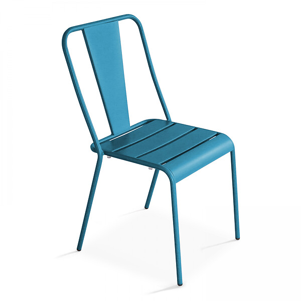 OVIALA - Chaise de jardin en métal bleu pacific - Dieppe - large