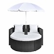 VIDAXL - vidaXL Lit de jardin avec parasol Noir Résine tressée - vignette